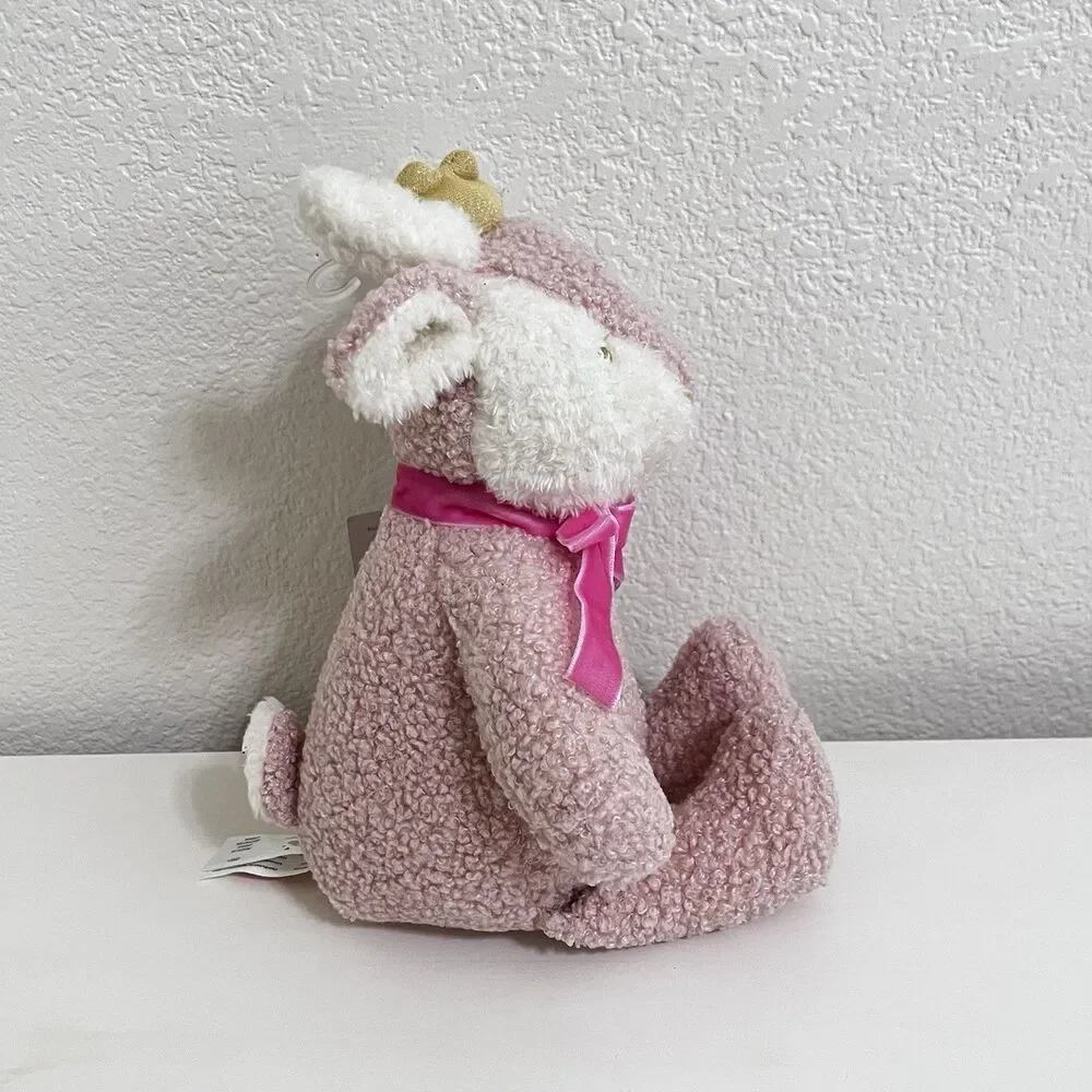 Cloud Island Pink Curly Fur Fawn Deer Plush Lovey with Crown Lovie 12